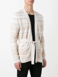 multi-pattern belted cardigan