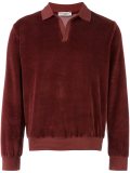 V-neck velvet polo shirt