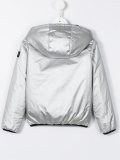 hooded metallic windbreaker