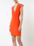 eyelet-embellished crepe dress
