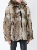 fur hooded reversible jacket