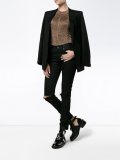 metallic knit crew neck sweater