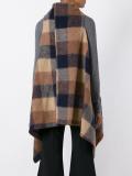 sleeveless check poncho