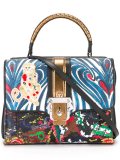 contrast print satchel bag