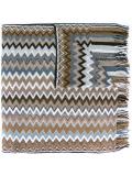 zig zag crochet knit fringed scarf