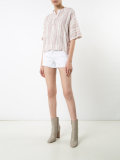 collarless striped henley shirt
