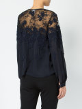 floral embroidered lace panel blouse