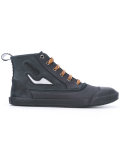 paneled hi-top sneakers
