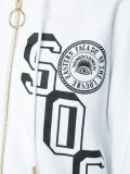 SOS print zipped hoodie