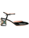 Mary Jane pumps with crystal embellished heel 