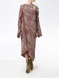 floral applique draped dress