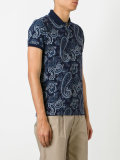 paisley print, short sleeve polo shirt