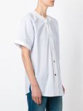 细条纹竖排扣短袖衬衫