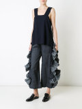 scallop ruffle cut-out trousers