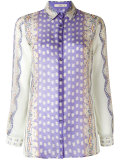 abstract print sheer shirt