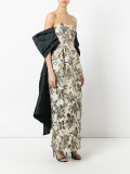 floral print strapless gown