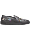 patch embroidered slip-on sneakers