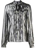 striped pussy-bow neck blouse 