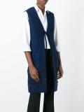 floral embellished sleeveless coat