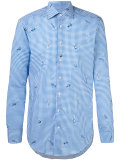 checked fish print shirt