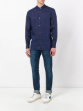 long sleeved collarless shirt