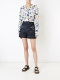 rabbits embroidered denim shorts