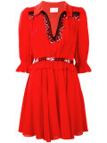 v-neck flared dress