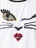 'cat wink' motif T-shirt