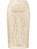 metallic pencil skirt