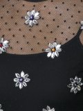 floral jeweled sheer mesh top
