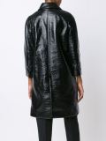 single breasted pleather coat 
