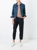 gold-tone pinstripe trousers