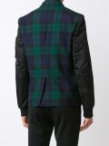mixed material tartan bomber