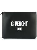 Paris logo print clutch