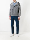 striped-cuff hooded jacket
