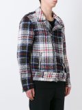plaid checked biker jacket
