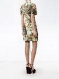 rose print pleated wrap dress