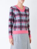 plaid contrast trim jumper