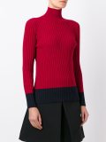 ribbed two tone turtleneck jumper