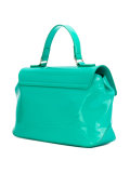 metallic logo fold-over tote