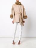 fur detailing belted cardigan