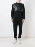 faux leather panel sweatshirt 
