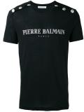 studded shoulders logo T-shirt