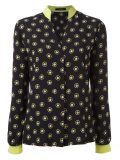contrast cuff printed shirt