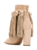 fringed open toe booties