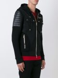 hooded biker-inspired bomber jacket