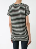striped distressed trim T-shirt