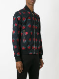 embroidered strawberries bomber jacket