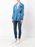 denim belted coat