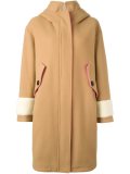 hooded shearling cuff coat